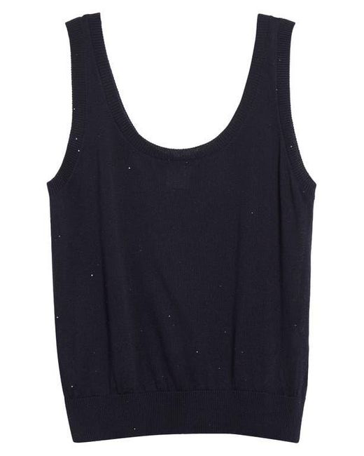 Eleventy Blue Sequin Open Stitch Sweater Tank