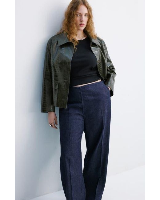 Mango Blue Flat Front Jeans