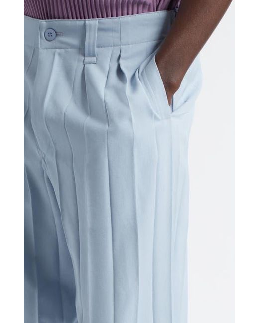 Homme Plissé Issey Miyake Blue Edge Ensemble Pleated Straight Leg Pants for men