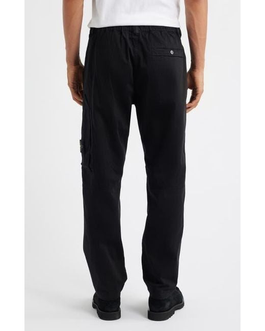 Stone Island Black Regular Fit Stretch Cotton Cargo Pants for men