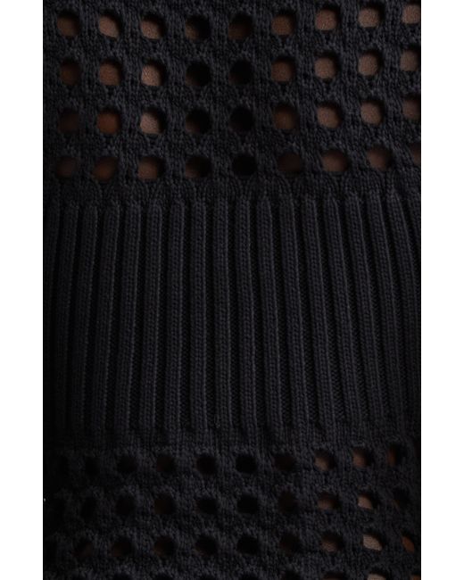 Alexander McQueen Black Long Sleeve 3d Mesh Midi Sweater Dress
