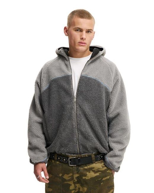 Cotton On Gray Hooded Teddy Jacket for men