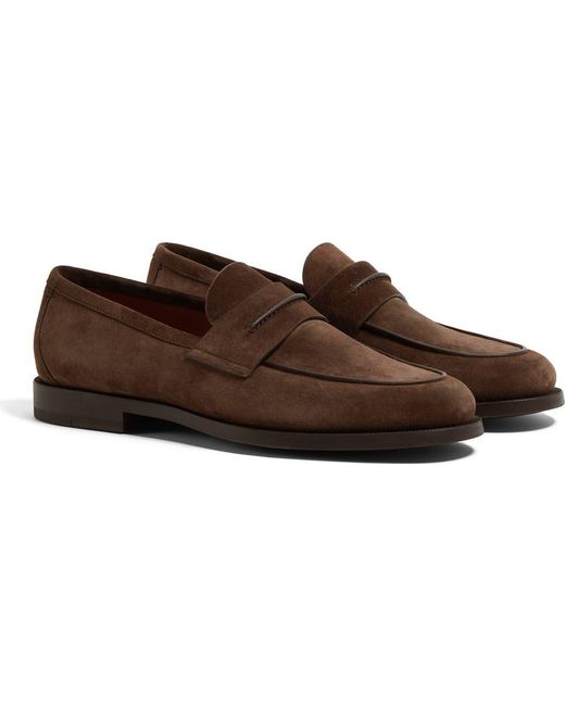 ZEGNA Suede Driving Loafer in Brown for Men | Lyst display picture 1