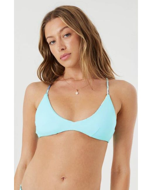 Roxy Blue Athletic Reversible Triangle Bikini Top