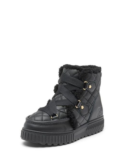 Sorel Black One Ave Alpine Genuine Shearling Trim Waterproof Boot