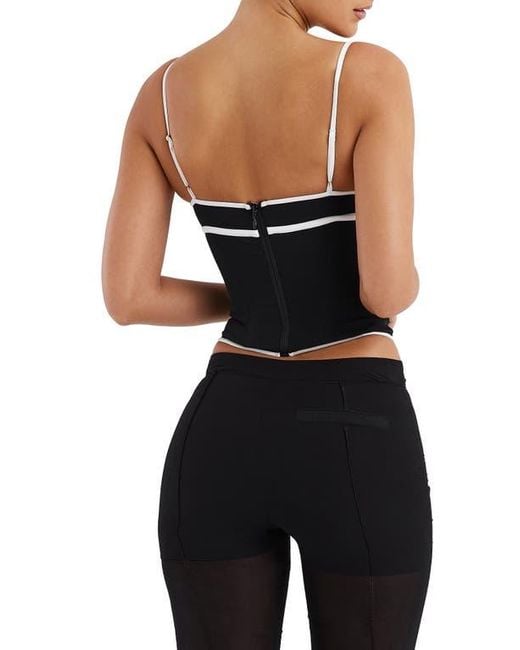 Mistress Rocks Black Contrast Trim Corset Top