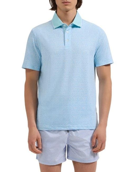 Bugatchi Blue Performance Floral Polo for men
