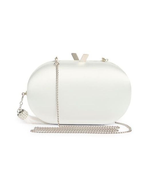 Olga Berg White Jenna Feather Tassel Clutch