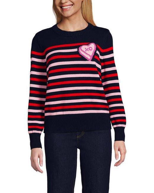 Lands' End Red Drifter Embellished Crew Neck Sweater