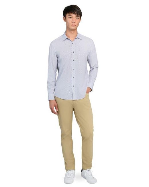 W.r.k. Blue Slim Fit Geometric Print Performance Button-Up Shirt for men