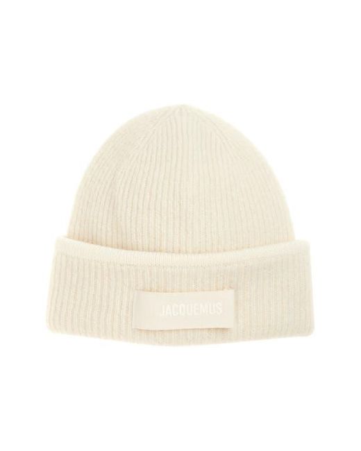 Jacquemus Natural Le Bonnet Grosgrain Alpaca & Wool Blend Beanie