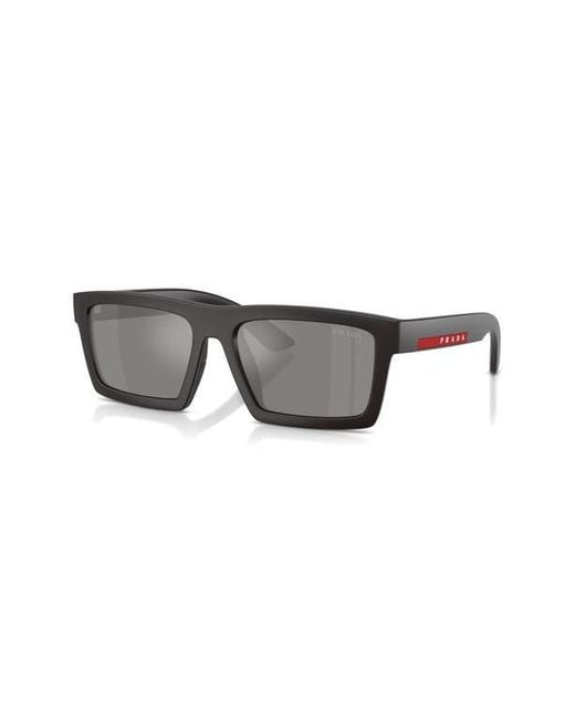 Prada Linea Rossa Gray 55Mm Rectangular Sunglasses for men