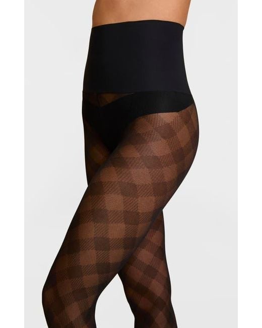 Commando Brown Plaid Sheer Tights