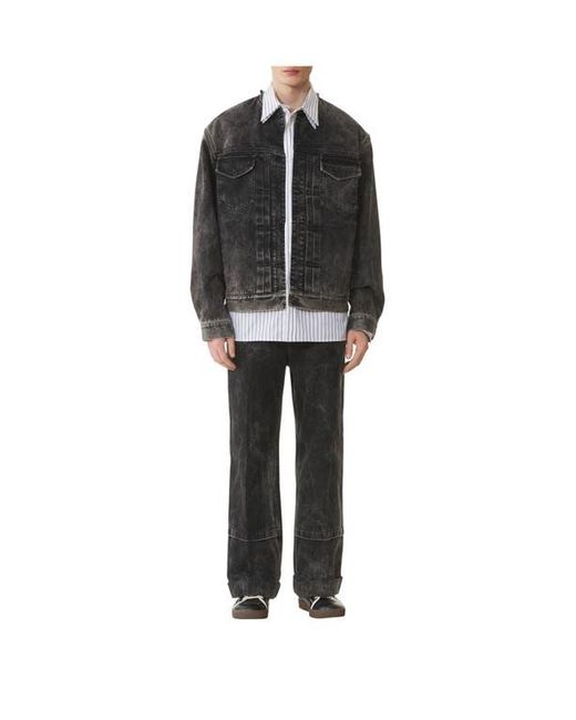 Lanvin Black Loose Fit Washed Denim Jacket for men