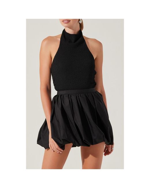 Astr Black Gwyneth Smock Halter Top