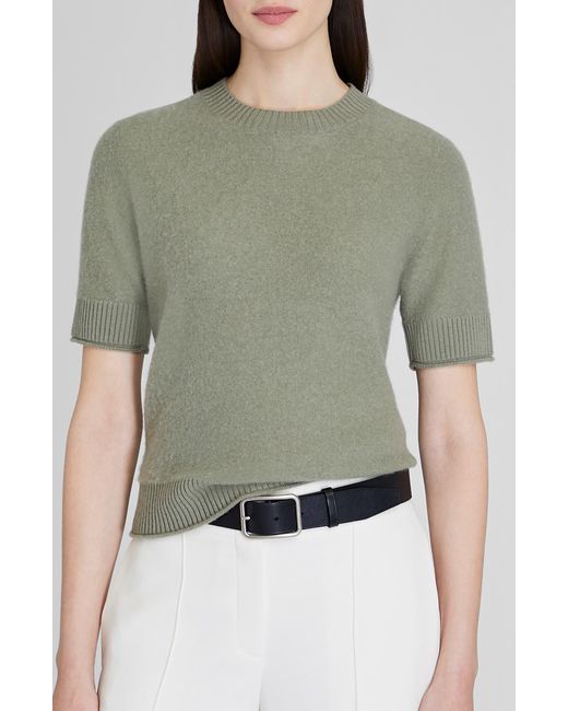 Club Monaco Green Short Sleeve Boiled Cashmere Sweater