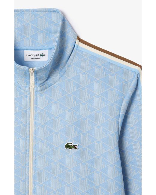 Lacoste Blue Logo Monogram Stripe Track Jacket for men