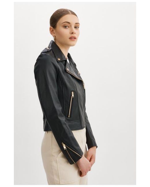 Lamarque Black Iconic Leather Biker Jacket