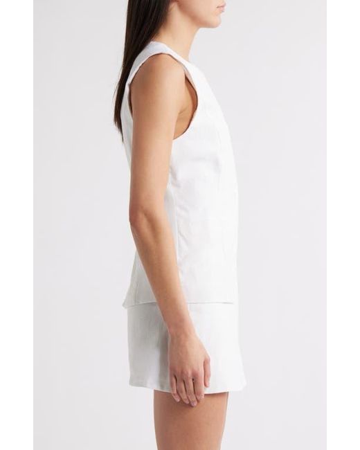 Steve Madden White Wesley Linen Blend Button-Up Vest