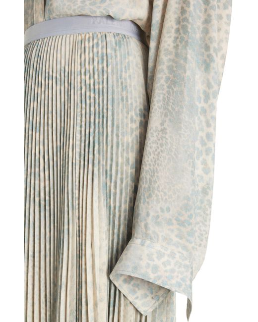 Balenciaga Natural Bleached Leopard Print Pleated Midi Skirt