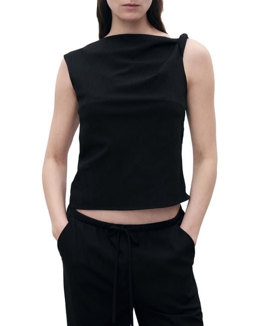 Mango Black Asymmetric Drape Top
