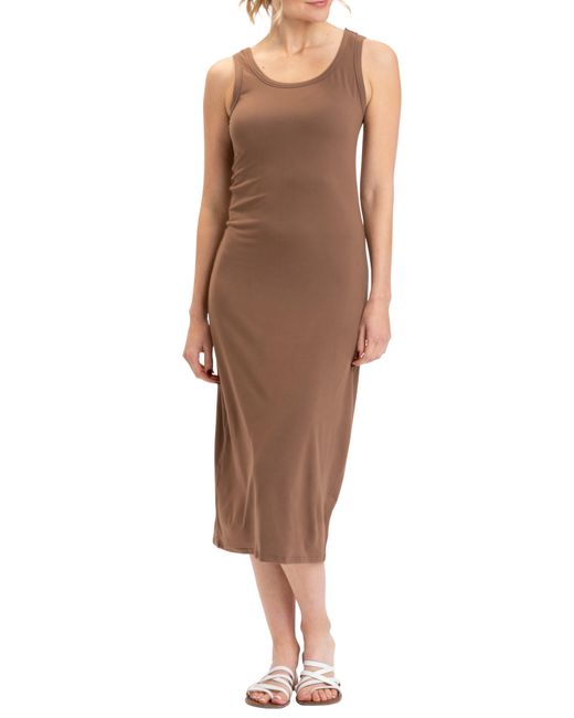 Threads For Thought Brown Catelynn Luxe Jersey Tank Midi Dress