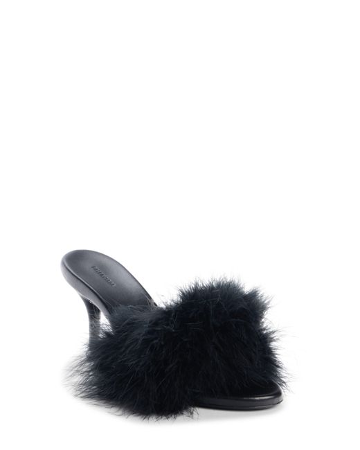 Balenciaga Black Boudoir Feather Slide Sandal