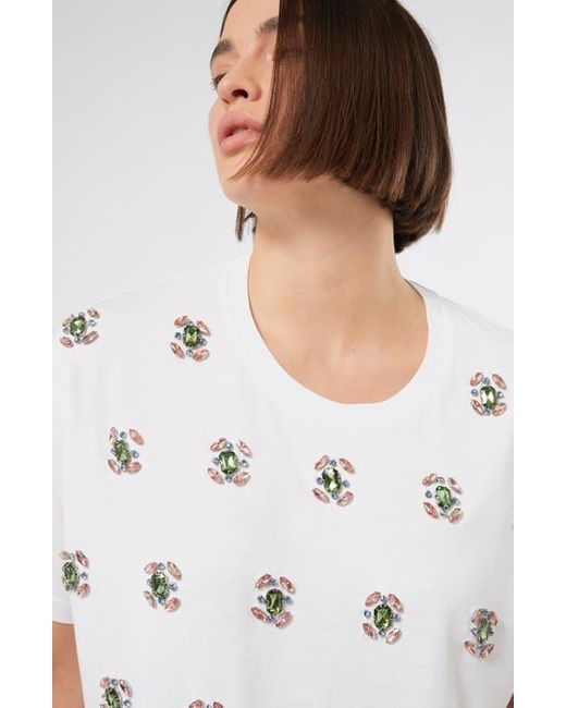 Marina Rinaldi White Reed Embellished Cotton T-Shirt