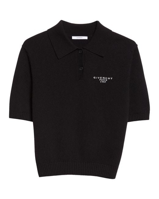 Givenchy Black Paris 1952 Short Sleeve Wool & Cashmere Polo
