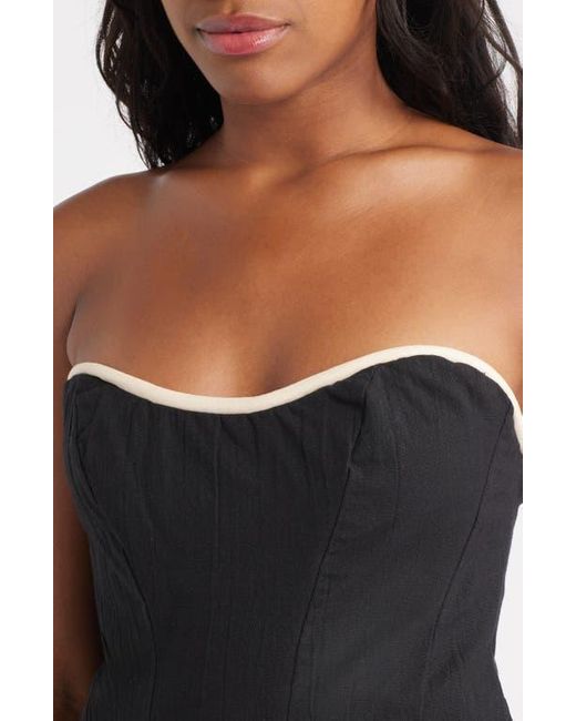TOPSHOP Black Contrast Binding Strapless Cotton Top