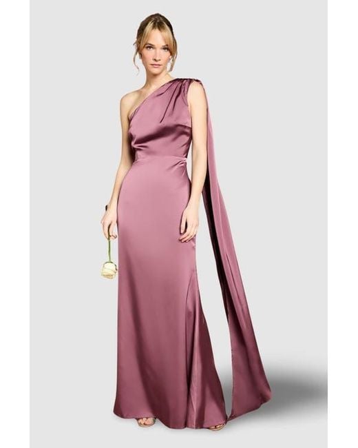 coast pink maxi dress Coast Women's Petite Pleated Mesh Printed Cape Maxi Dress With Gemstone in Pink