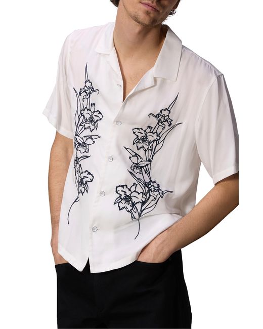 Rag & Bone White Avery Embroidered Camp Shirt for men