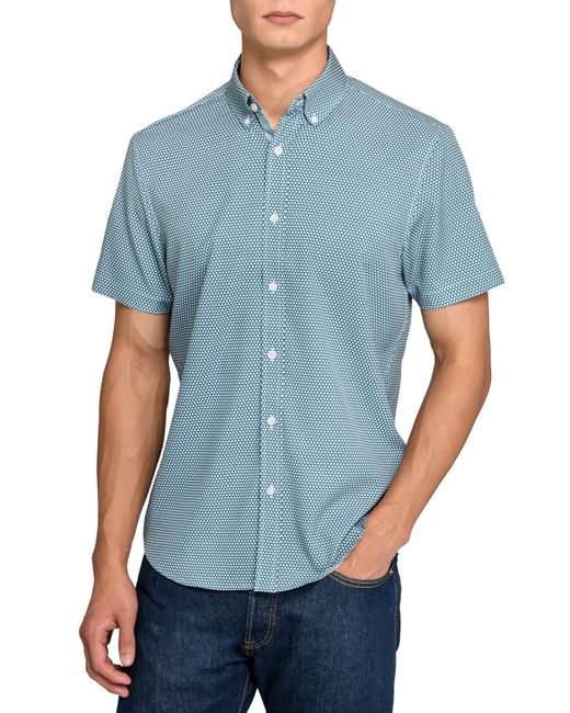 Con.struct Blue Hexagon Geo Woven Short Sleeve Basic for men