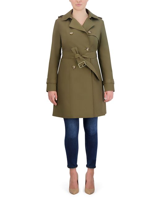 Cole Haan Green Hooded Trench Coat