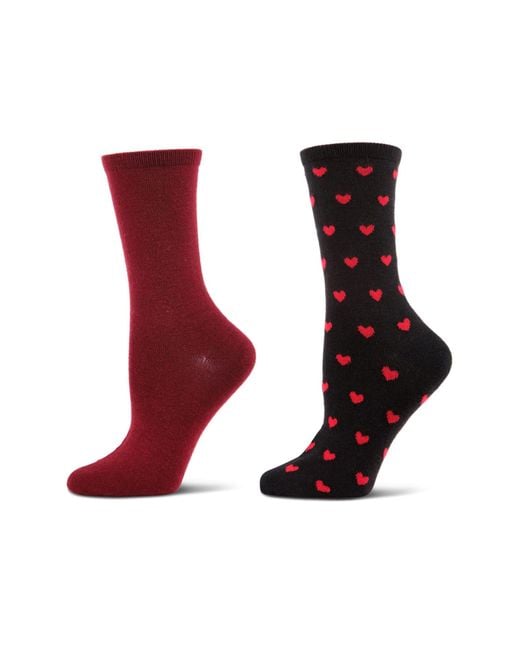 Memoi Red Assorted 2-Pack Crew Socks