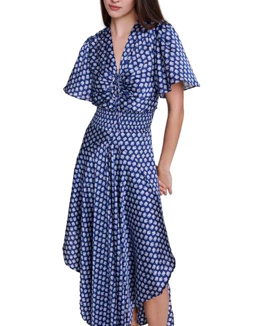Maje Blue Rachelonina Print Maxi Dress