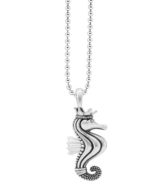 Lagos Metallic Sterling Silver Rare Wonders Seahorse Pendant Necklace