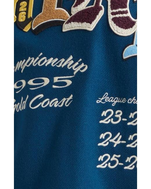 Amiri Blue Varsity Patch Wool Blend & Leather Jacket for men