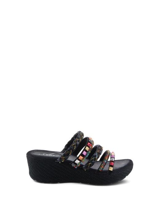 AZURA BY SPRING STEP Black Shinychic Platform Wedge Slide Sandal