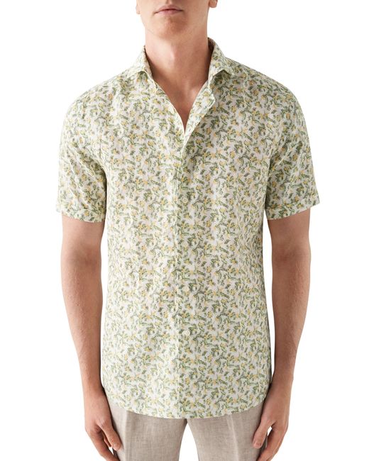 Eton of Sweden Natural Slim Fit Banana Print Short Sleeve Linen Shirt for men