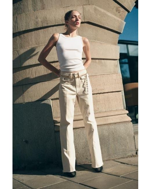 H&M Natural Flared High Jeans