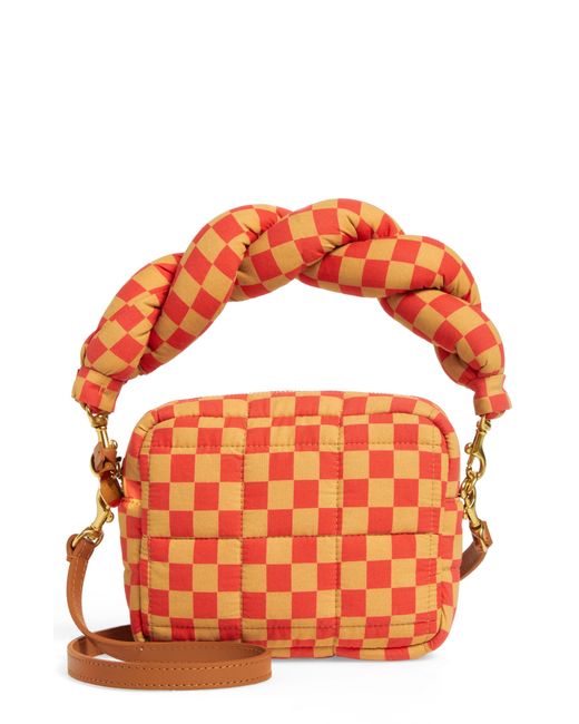 Clare V. Orange Lucie Quilted Checker Crossbody Bag