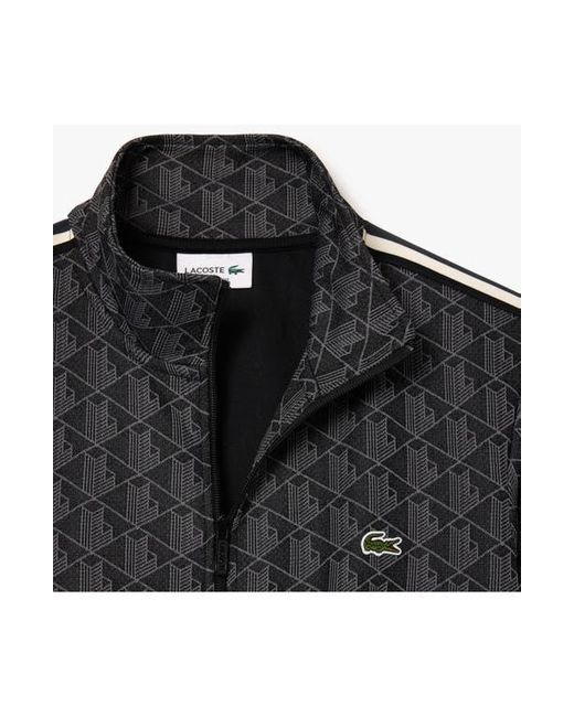 Lacoste Black Logo Monogram Stripe Track Jacket for men