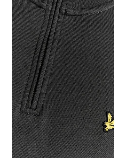 Lyle & Scott Black Loopback Quarter Zip Sweat for men