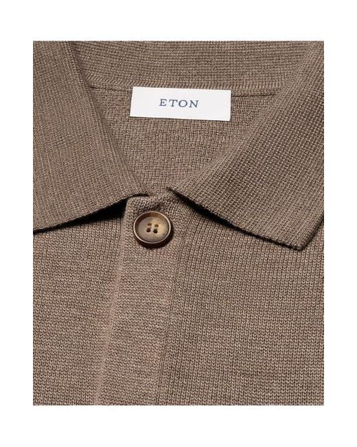 Eton Men's Brown Merino Wool Milano Knit Overshirt
