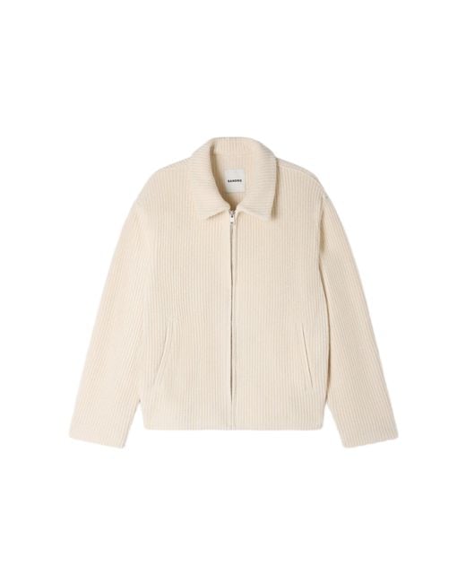 Sandro Natural Knit-Effect Regular-Collar Jacket for men