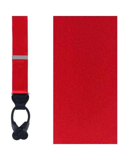 Trafalgar Red Dutton Solid Color Silk Button End Suspenders for men