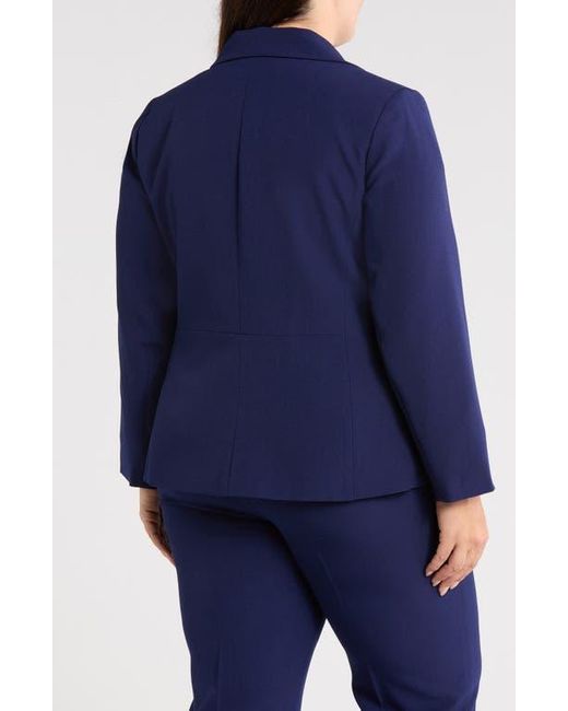 Kasper Blue Stretch Crepe Two-Button Blazer