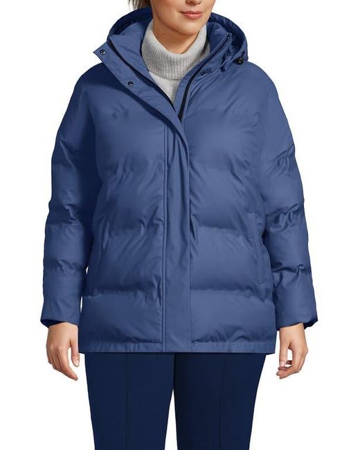 Lands' End Blue Squall Insulated Slicker Puffer Jacket