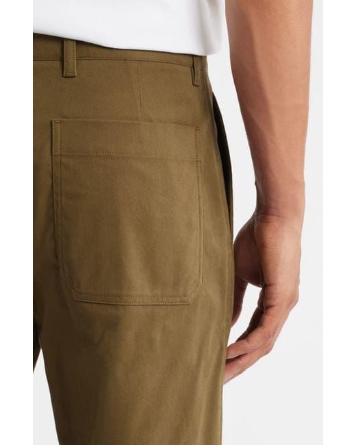 Theory Green Brushed Stretch Cotton Chinos for men
